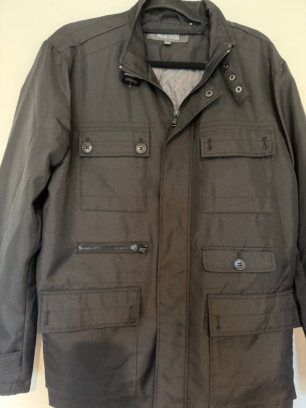 Kenneth Cole Reaction Men's Black Military Field Jacket Utility Coat L